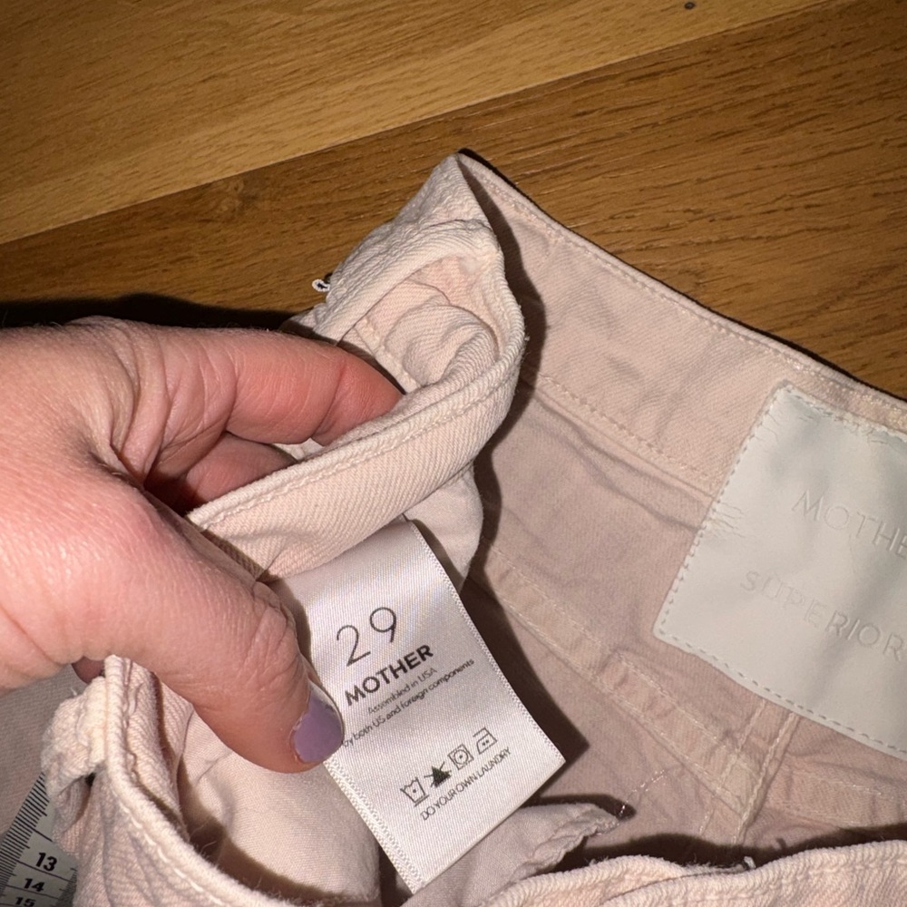 Mother High Rise Straight Leg Jeans Blush Pink Distressed Raw Hem Size 29 - Picture 8 of 13